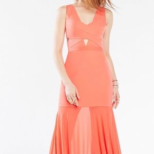 BCBG MaxAzria Coral Cutout Gown